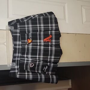 Womens black white and grey plaid skirt